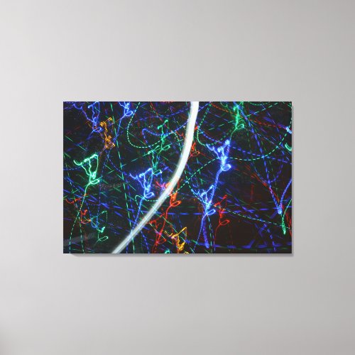 Neon Light Trails Abstract Photography. Cyberpunk Canvas Print