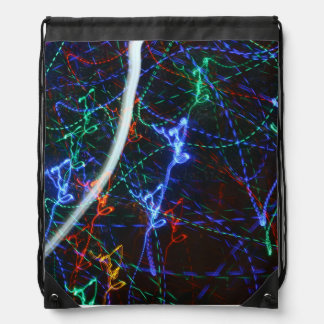 Neon Light Trails Abstract Photography. Cyberpunk Drawstring Bag