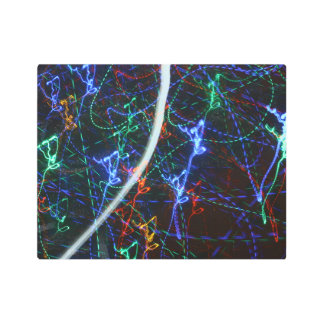 Neon Light Trails Abstract Photography. Cyberpunk Metal Print