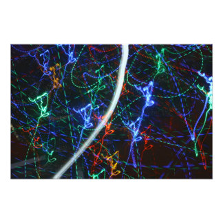 Neon Light Trails Abstract Photography. Cyberpunk Photo Print