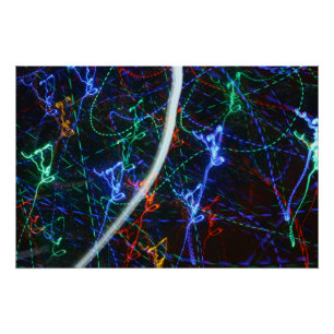 Neon Light Trails Abstract Photography. Cyberpunk Poster