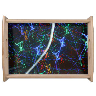 Neon Light Trails Abstract Photography. Cyberpunk Serving Tray