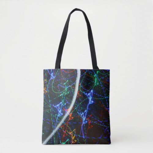 Neon Light Trails Abstract Photography. Cyberpunk  Tote Bag