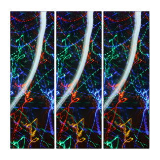 Neon Light Trails Abstract Photography. Cyberpunk Triptych