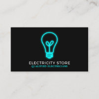 Neon Lightbulb, Electrician Business Card