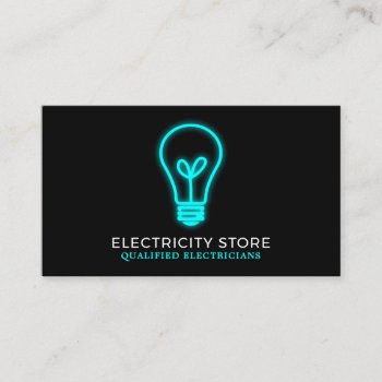 Neon Lightbulb  Electrician Business Card by TheBusinessCardStore at Zazzle