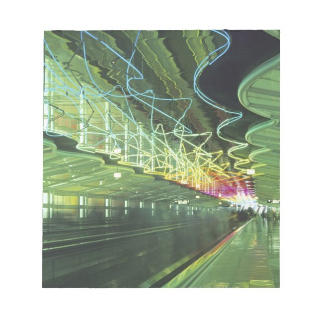 Neon lighting in corridor of the O'hare Airport, Notepad (Front)