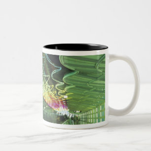 Neon lighting in corridor of the O'hare Airport, Two-Tone Coffee Mug