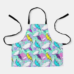 Neon Lightning Bolts & Stars Pattern Apron