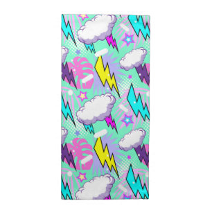 Neon Lightning Bolts & Stars Pattern Cloth Napkin