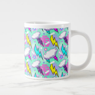 Neon Lightning Bolts & Stars Pattern Giant Coffee Mug