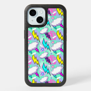 Neon Lightning Bolts & Stars Pattern iPhone 15 Case