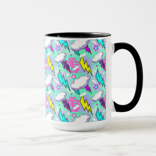 Neon Lightning Bolts & Stars Pattern Mug