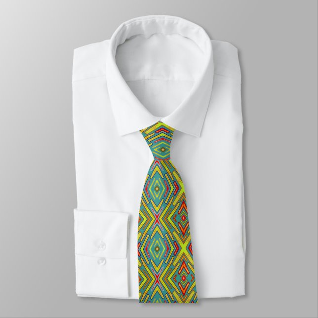 Neon Lightning Flash Fun Yellow Green  Neck Tie (Tied)