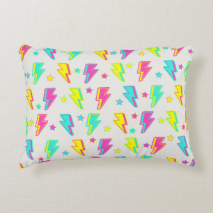 Neon Lightning Star Y2K Pattern Accent Pillow
