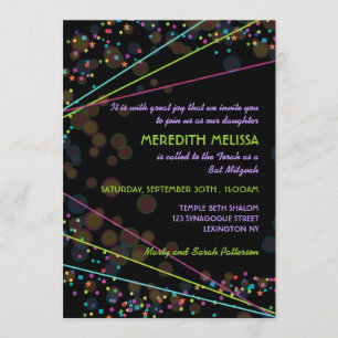 Neon Lights Bat Mitzvah Ceremony Invitation