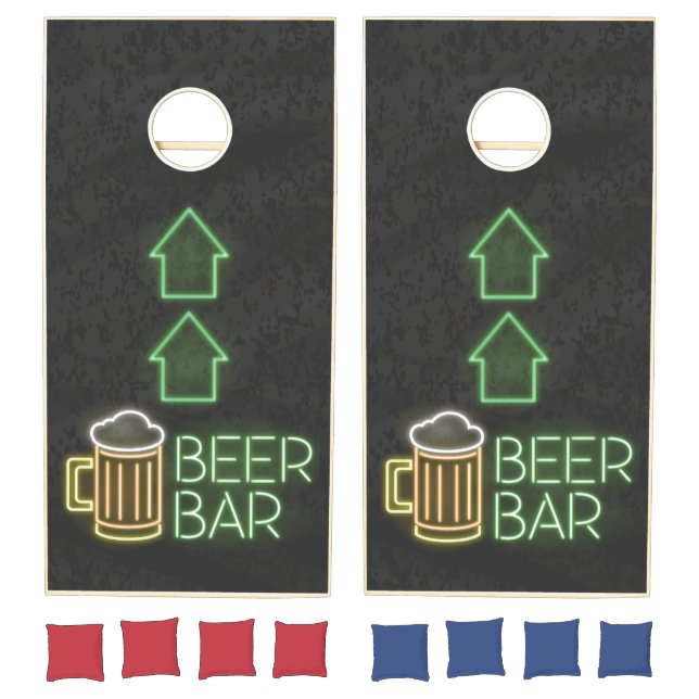 Neon Lights. Beer Bar. Cornhole Set (Set)