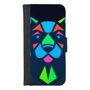 Neon lights blue dog iPhone 8/7 wallet case