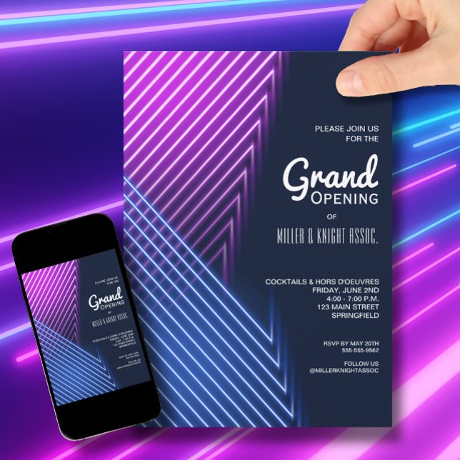 Neon Lights Business Invitation (Change the wording to fit your occasion.)