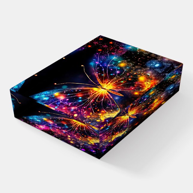 Neon Lights Butterfly Paperweight (Angled)