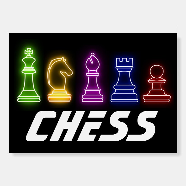 Neon Lights Chess Pieces Chess King Foam Board (Front)