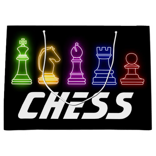 Neon Lights Chess Pieces Chess King Large Gift Bag