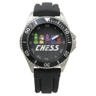 Neon Lights Chess Pieces Chess King Watch