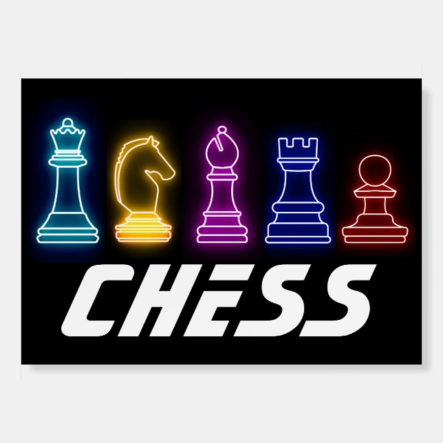 Neon Lights Chess Pieces Chess Queen Foam Board (Front)