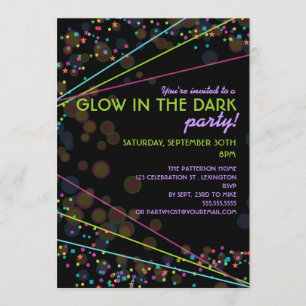 Neon Lights Glow in the Dark Party Invitation