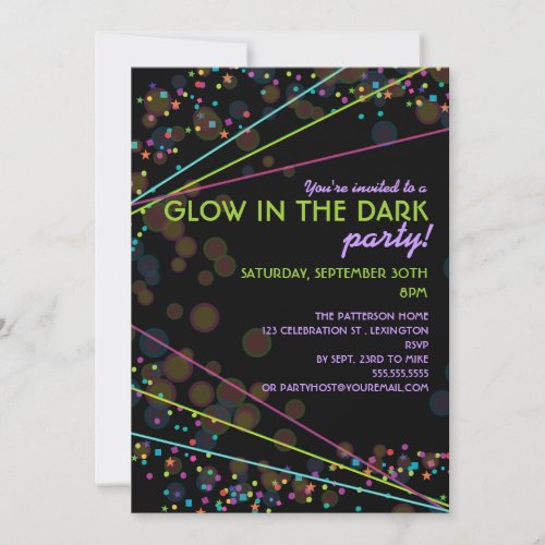 Neon Lights Glow in the Dark Party Invitation