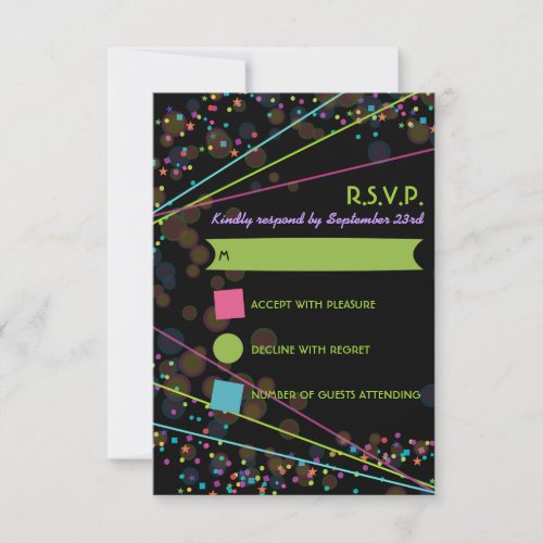 Neon Lights Glow in the Dark RSVP Response Card
