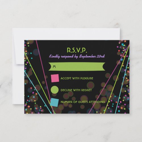Neon Lights Glow in the Dark RSVP Response Card