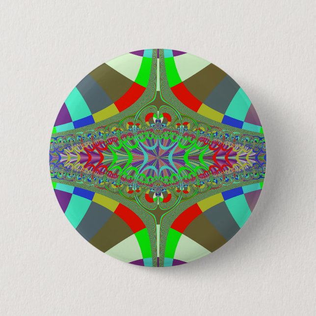 Neon Lights Ladder Fractal Pinback Button (Front)