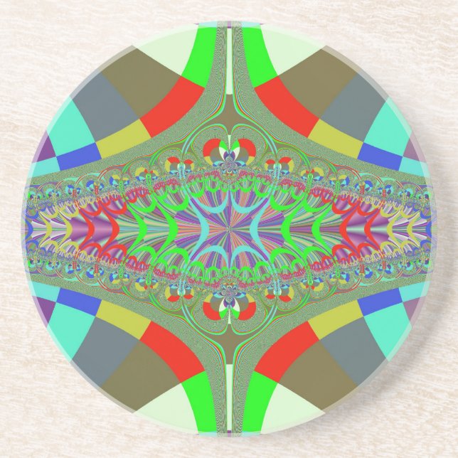 Neon Lights Ladder Fractal Sandstone Coaster (Front)