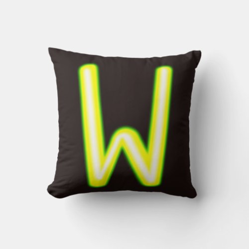 Neon lights letter W Cushion