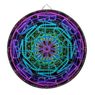 Neon Lights Mandala Design Dart Board