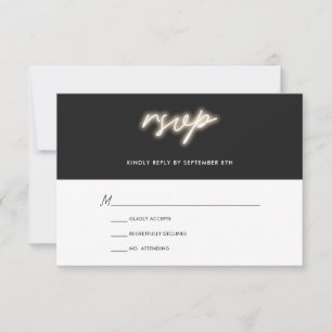 Neon Lights   Modern Wedding RSVP Card