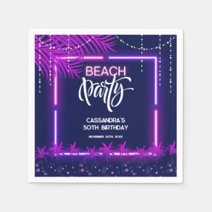 Neon Lights Palm Beach Night Party Birthday Napkins