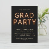 Neon Lights Photo Grad Party  Invitation (Standing Front)