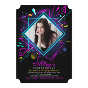 Neon Lights Photo Invitation