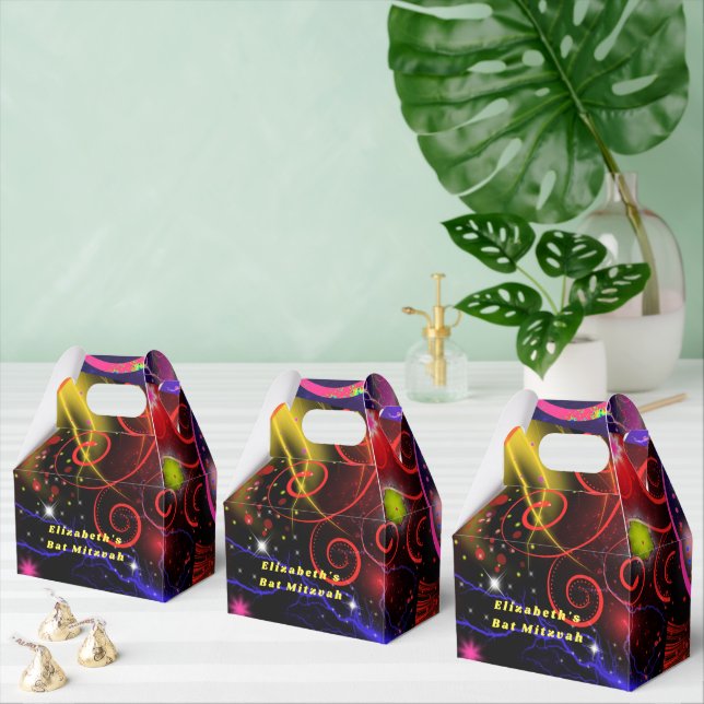 Neon Lights Spirals Starbursts Colorful Favor Boxes (Multiple)