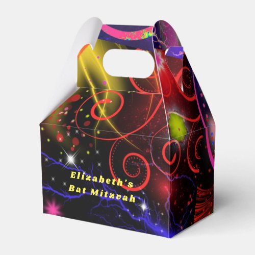 Neon Lights Spirals Starbursts Colorful Favor Boxes