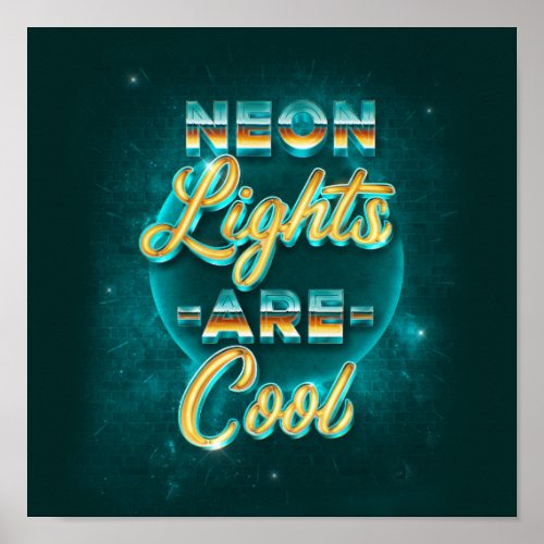 Neon Lights Square Poster 24x24
