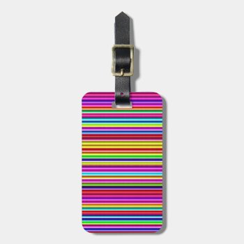 Neon Lights Stripes Luggage Tag by ChicPink at Zazzle