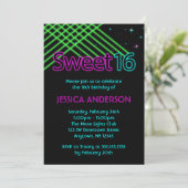 Neon Lights Sweet 16 Birthday Party Invitation (Standing Front)