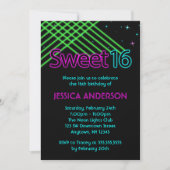 Neon Lights Sweet 16 Birthday Party Invitation (Front)