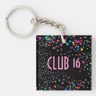 Neon Lights Sweet 16 Club Party Favor Keychain