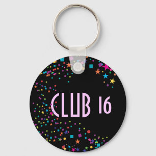 Neon Lights Sweet 16 Club Party Favor Keychain