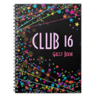Neon Lights Sweet 16 Club Party Guest Book