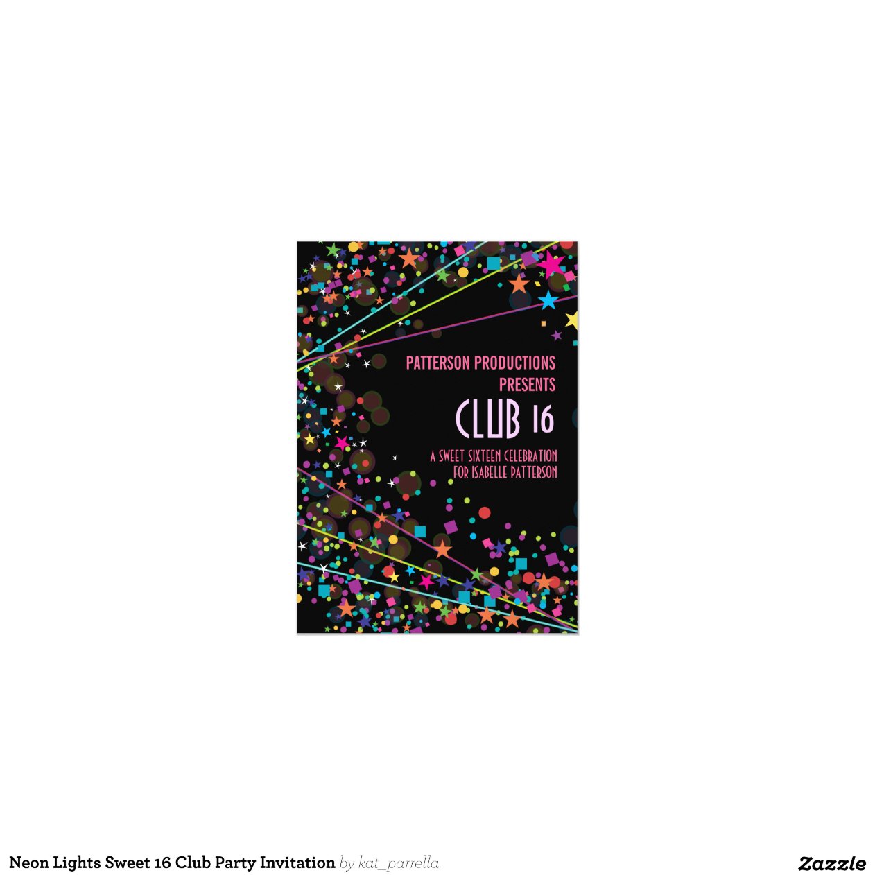 Neon Lights Party Invitations 2